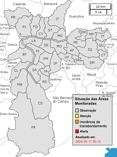 Mapa de São Paulo com situação